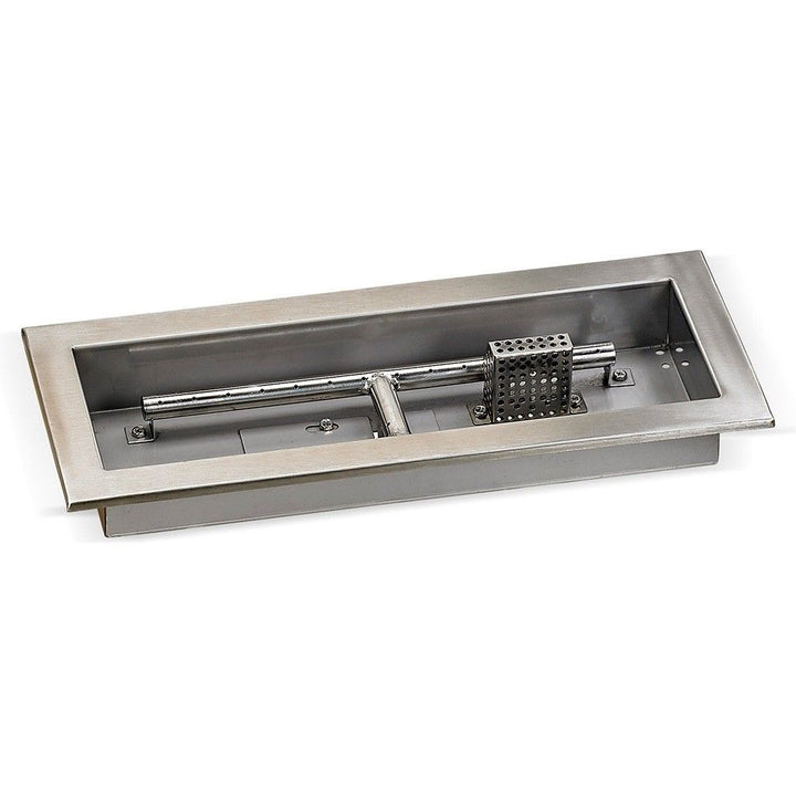 American Fire Glass 18" x 6" Rectangular Stainless Steel Drop-in Fire Pit Pan With Electric Ignition System kit, CSA Certified - Bundle