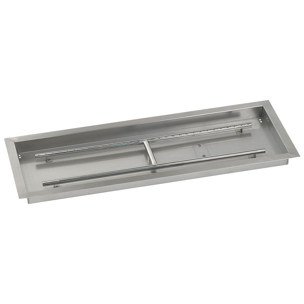 American Fire Glass Stainless Steel Drop-In Fire Pit Pan - Rectangular - SS-AFPP-36