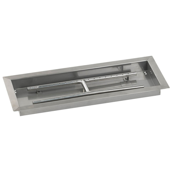 American Fire Glass 24" x 8" Rectangular Drop-In Pan with Match Light Kit