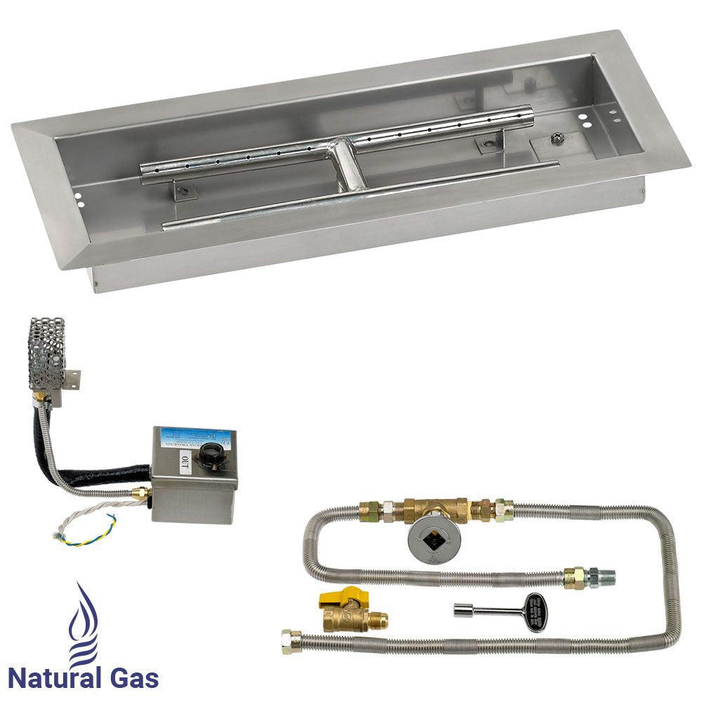 American Fire Glass 18" x 6" Rectangular Stainless Steel Drop-In Pan with AWEIS System