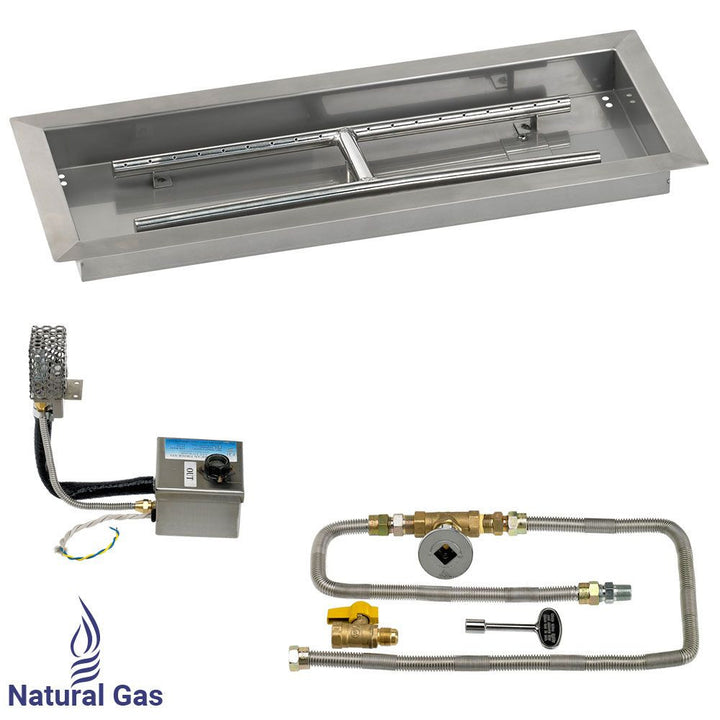American Fire Glass 24" x 8" Rectangular Stainless Steel Drop-In Pan with AWEIS System