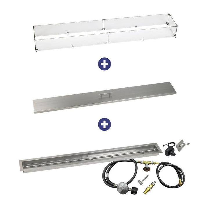 American Fire Glass 60" x 6" Linear Channel Drop-In Pan with Spark Ignition Kit - Propane Bundle
