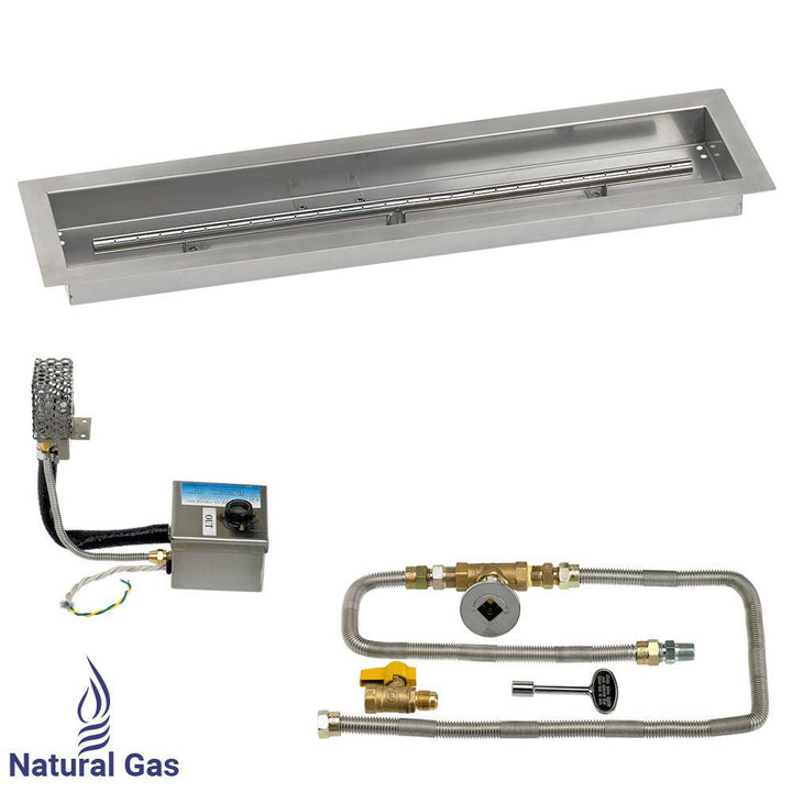 American Fire Glass 30" x 6" Stainless Steel Linear Channel Drop-In Pan with AWEIS System