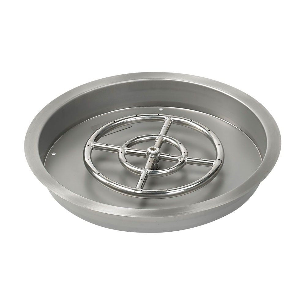 American Fire Glass 19" Round Drop-In Pan with Spark Ignition Kit (12" Fire Pit Ring) - Bundle