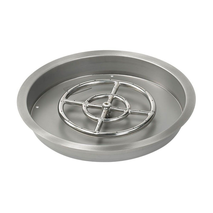 American Fire Glass 19" Round Drop-In Pan with Spark Ignition Kit (12" Fire Pit Ring) - Bundle