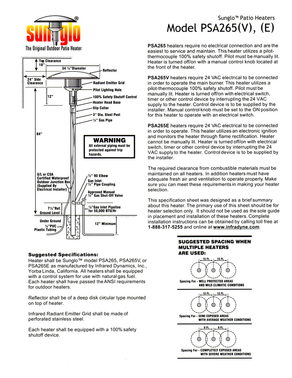 Sunglo PSA265B Permanent Natural Gas Patio Heater