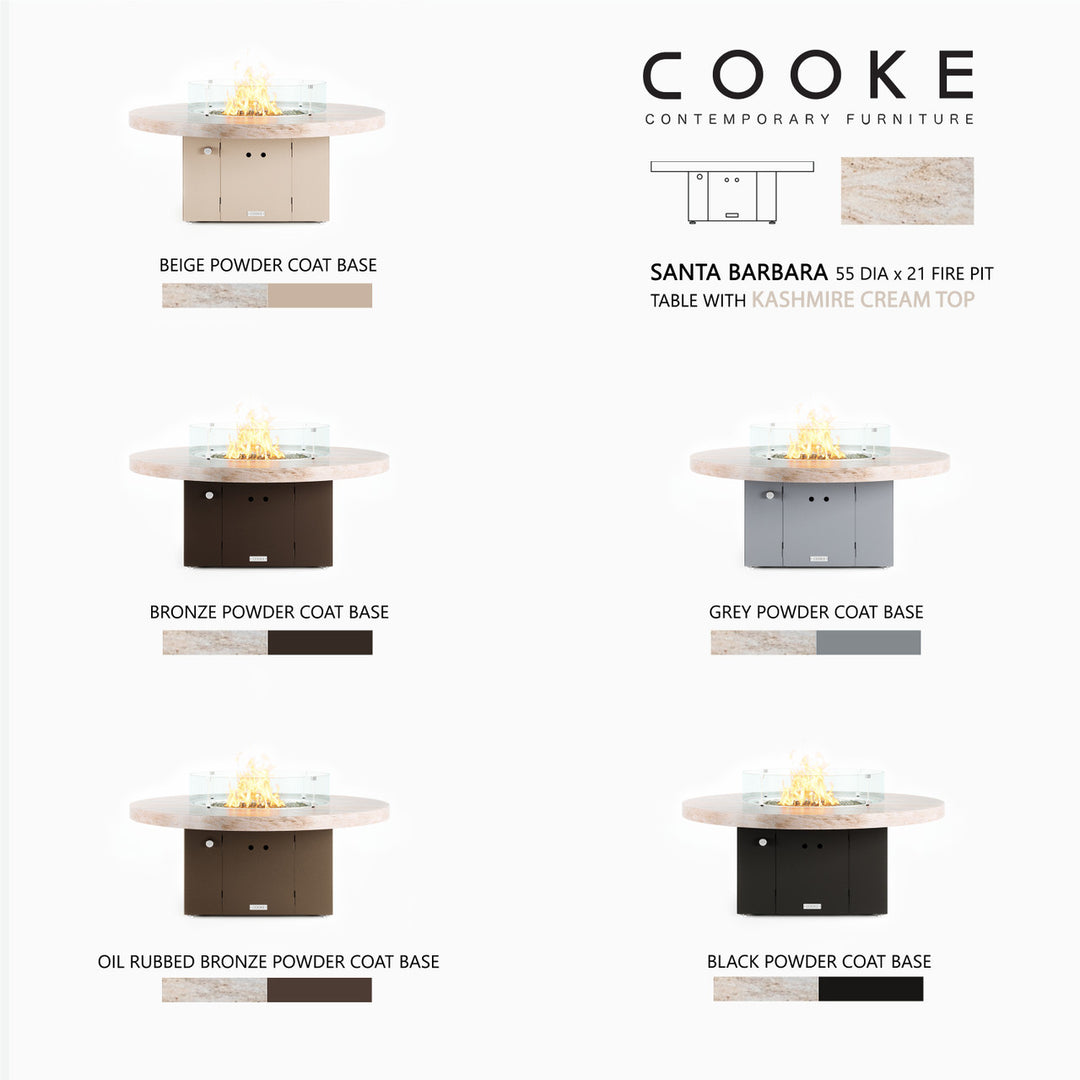 COOKE Santa Barbara Fire Pit Table 55" Diameter x 21" - Stone Top