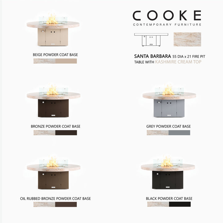 COOKE Santa Barbara Fire Pit Table 55" Diameter x 21" - Stone Top
