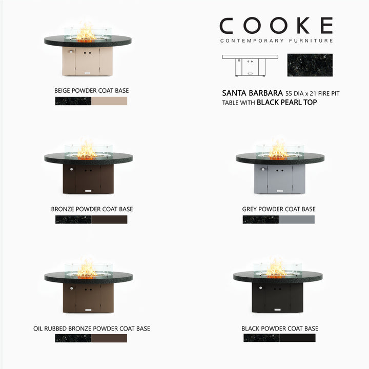 COOKE Santa Barbara Fire Pit Table 55" Diameter x 21" - Stone Top