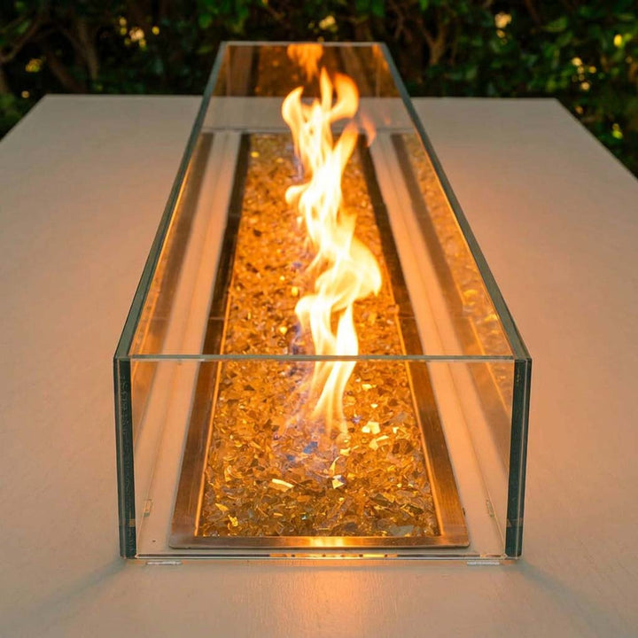 COOKE Custom Bonded Starphire Ultra-Clear Glass Wind Screen For Any Fire Pit (Glass: 1/2" Thick, 8" Height)