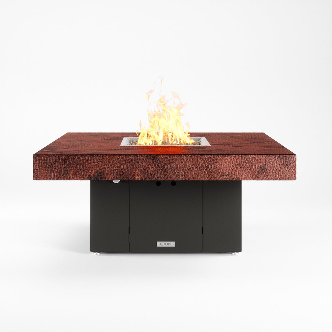 COOKE Santa Barbara Fire Pit Table 48" x 48" x 21" - Hammered Copper Top