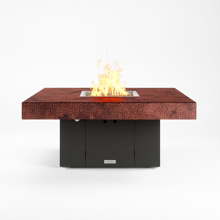 COOKE Santa Barbara Fire Pit Table 48" x 48" x 21" - Hammered Copper Top