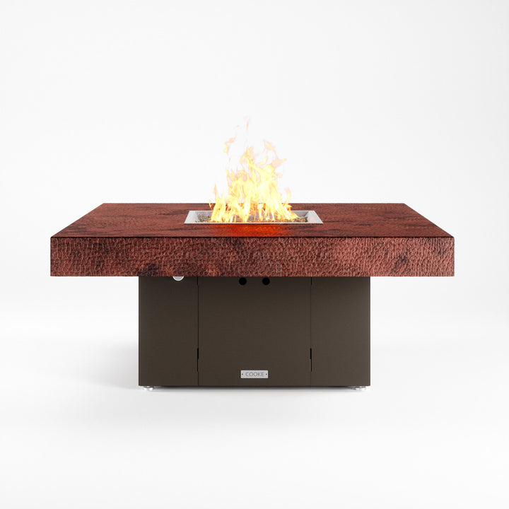 COOKE Santa Barbara Fire Pit Table 48" x 48" x 21" - Hammered Copper Top