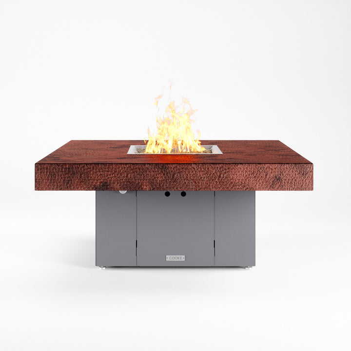 COOKE Santa Barbara Fire Pit Table 48" x 48" x 21" - Hammered Copper Top