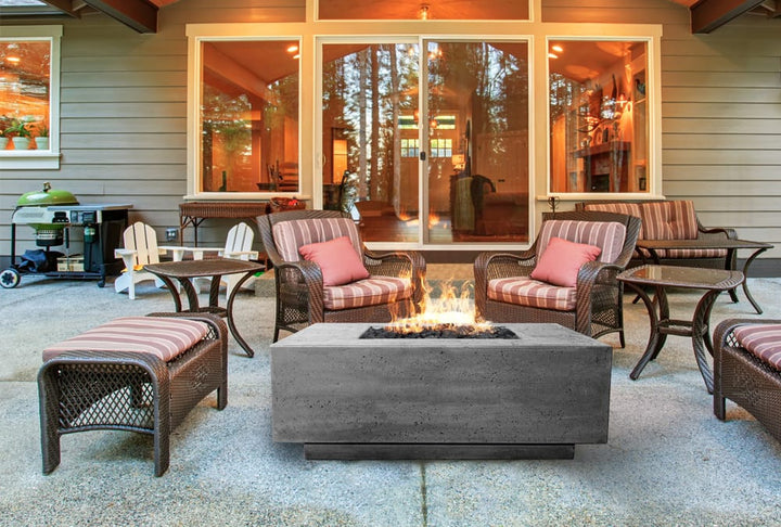 Tavola 3 Fire Table – 48" Square Hand-Crafted Concrete Gas Fire Pit (65,000 BTUs, Propane or Natural Gas)