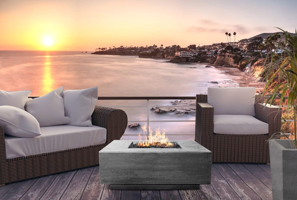 Tavola 3 Fire Table – 48" Square Hand-Crafted Concrete Gas Fire Pit (65,000 BTUs, Propane or Natural Gas)