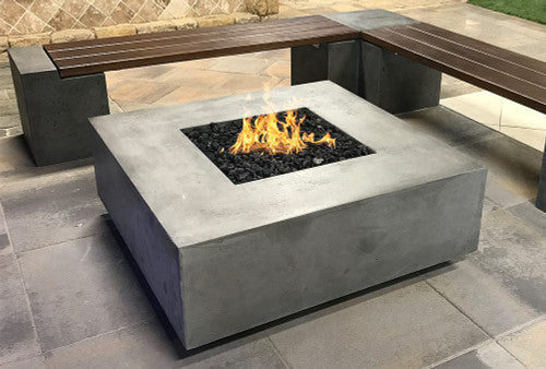 Tavola 42 Fire Table – 42" Square Hand-Crafted Concrete Gas Fire Pit (65,000 BTUs, Propane or Natural Gas)