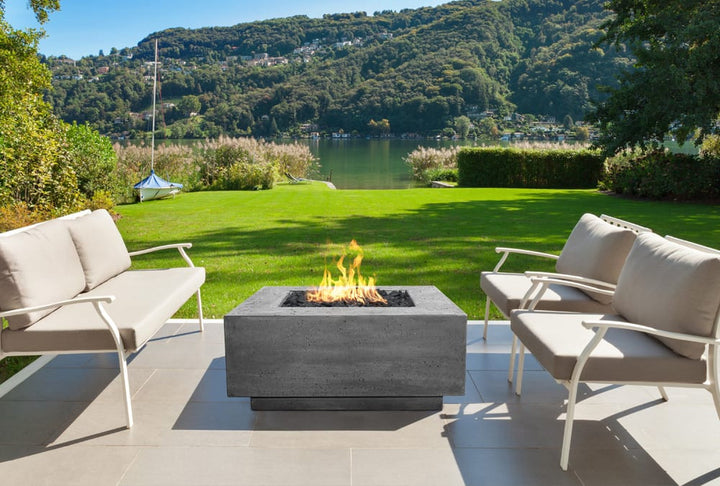Tavola 42 Fire Table – 42" Square Hand-Crafted Concrete Gas Fire Pit (65,000 BTUs, Propane or Natural Gas)