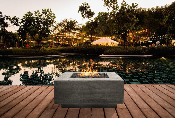 Tavola 42 Fire Table – 42" Square Hand-Crafted Concrete Gas Fire Pit (65,000 BTUs, Propane or Natural Gas)