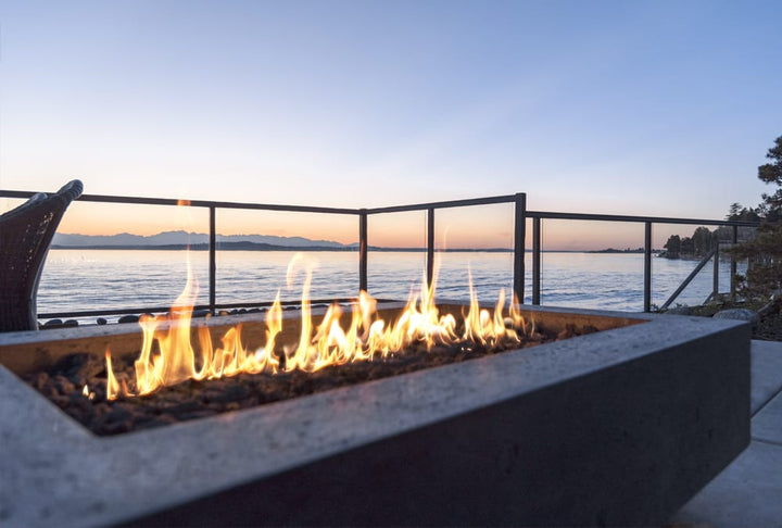 Tavola 6 Fire Table – 90" Rectangular Hand-Crafted Concrete Gas Fire Pit (90,000 BTUs, Propane or Natural Gas)