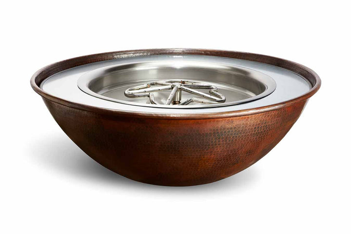 HPC 31" Tempe Round Hammered Copper Fire Bowl – Match Lit Ignition (Natural Gas or Propane)