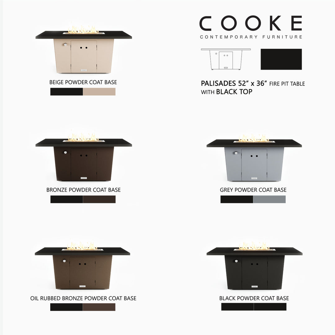 COOKE Palisades Fire Pit Table 52" x 36" x 21" - Aluminum Top