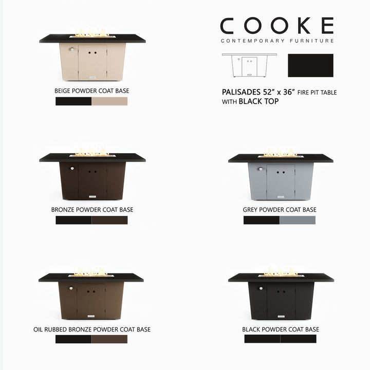 COOKE Palisades Fire Pit Table 52" x 36" x 21" - Aluminum Top