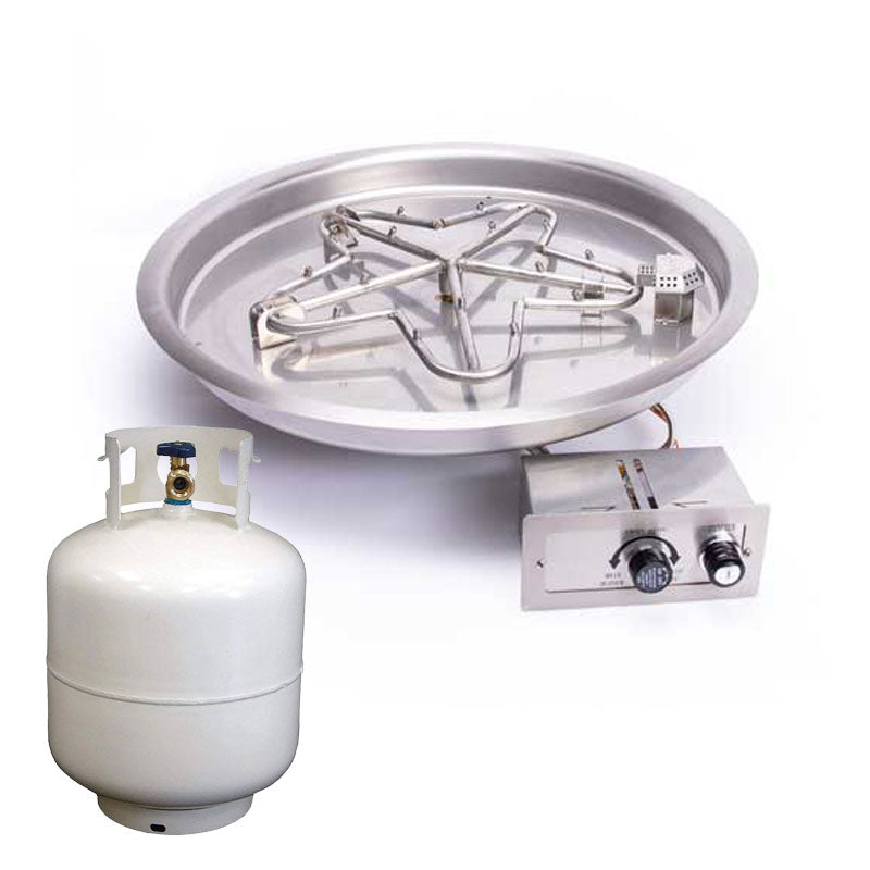HPC - 19" SST Torpedo Round Bowl Pan Insert - Push Button Ignition - Propane Fuel (Small Tank)
