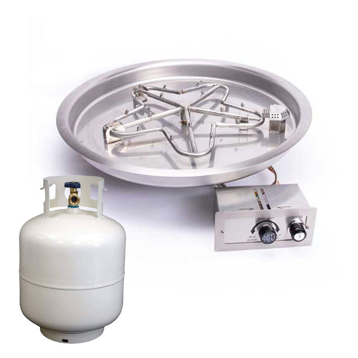 HPC - 19" SST Torpedo Round Bowl Pan Insert - Push Button Ignition - Propane Fuel (Small Tank)