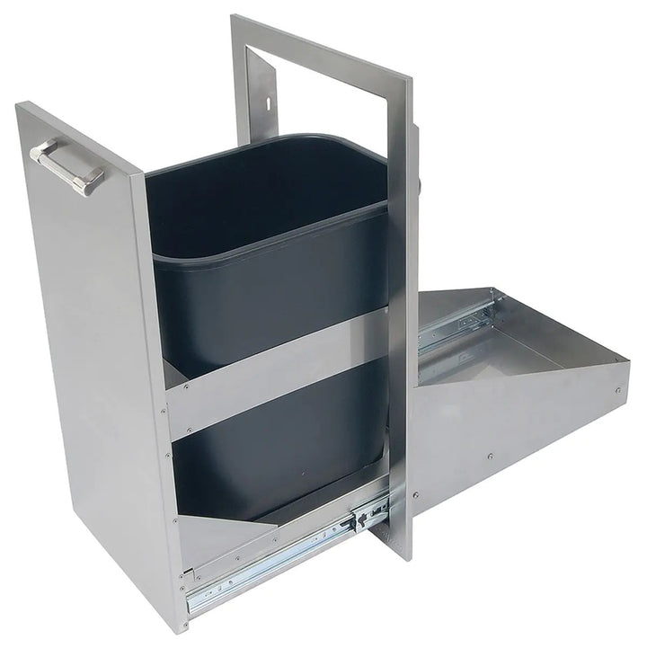 Alfresco 15-Inch Stainless Steel Soft-Close Roll-Out Trash Center - Jet Black-Gloss - AXE-TC-SC-S9005